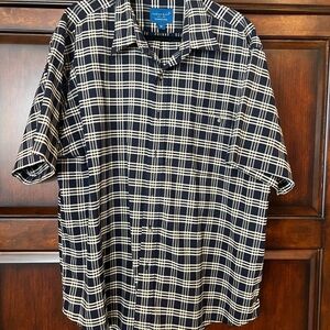 EUC Towncraft Men's Navy and Cream Plaid Shirt XL